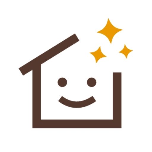 笑顔の家のアイコンとキラキラの装飾が描かれたサイトアイコン。