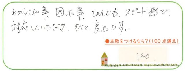 スピード感を持ってなんでも対応してくれた。